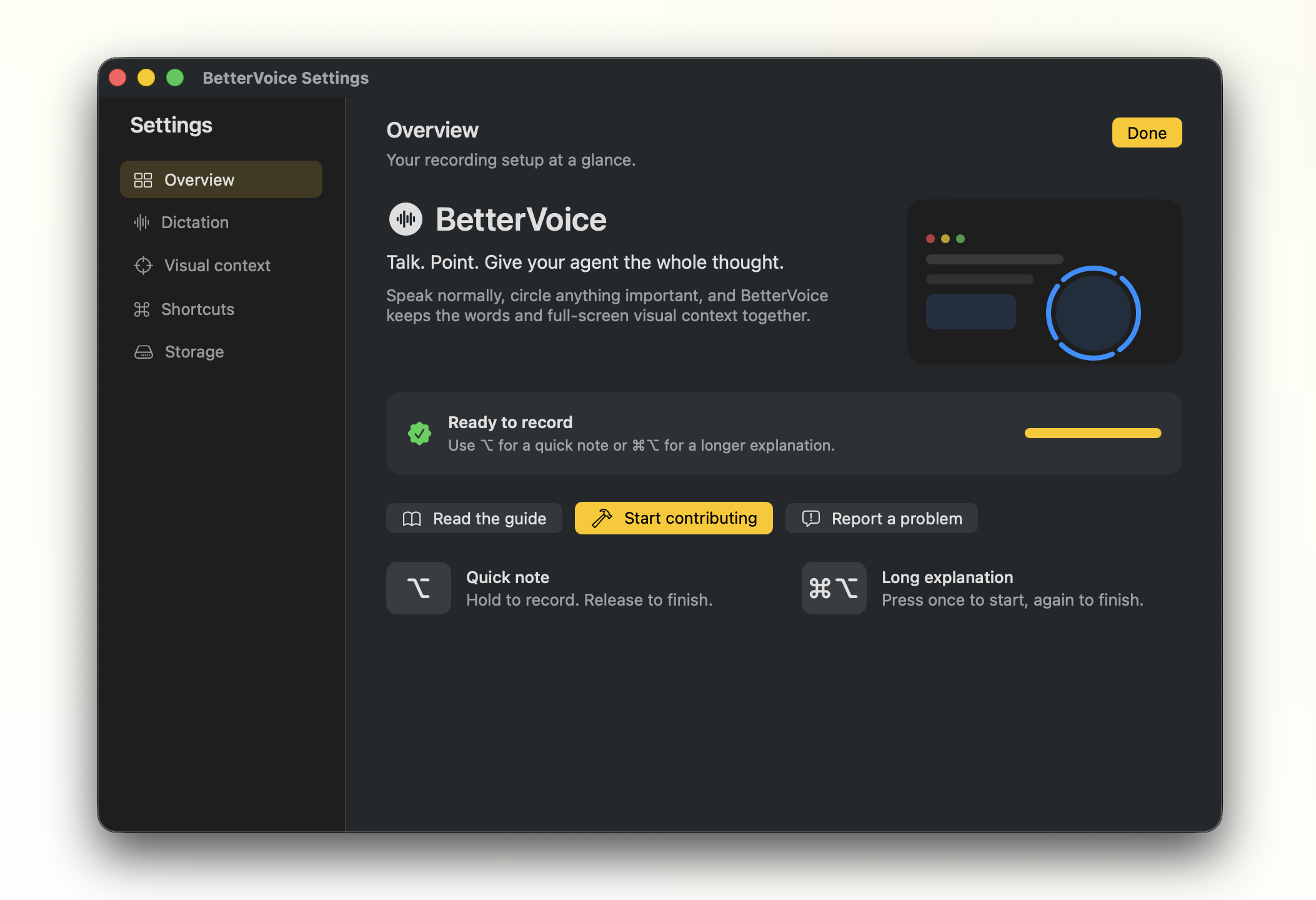 BetterVoice settings
