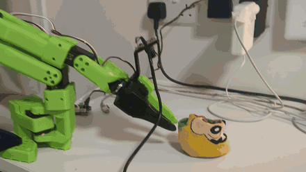 The LLM-controlled arm going for a sock (sped up 5x)